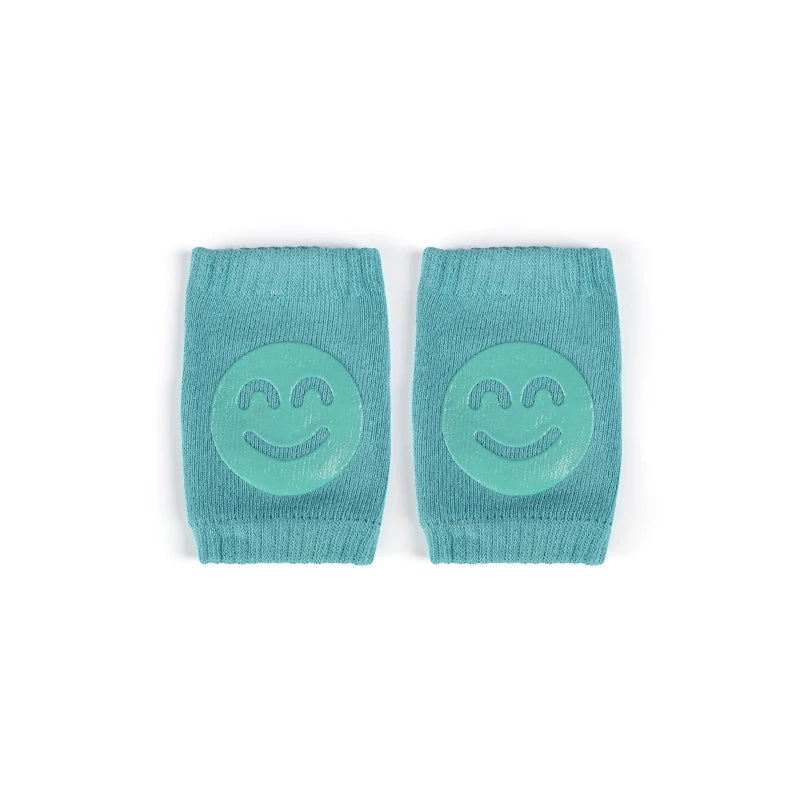 protège genoux bébé coton acrylique unisexe bleu clair jaune rose gris vert smiley brodés