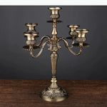 bougeoir cinq branches ornements floraux argent doré bronze classique décoration intérieure porte chandelle SUPPORT