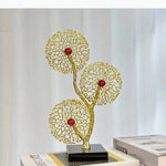 sculpture moderne ornement arbre stylisé or rouge bleu moderne artistique décoration piece