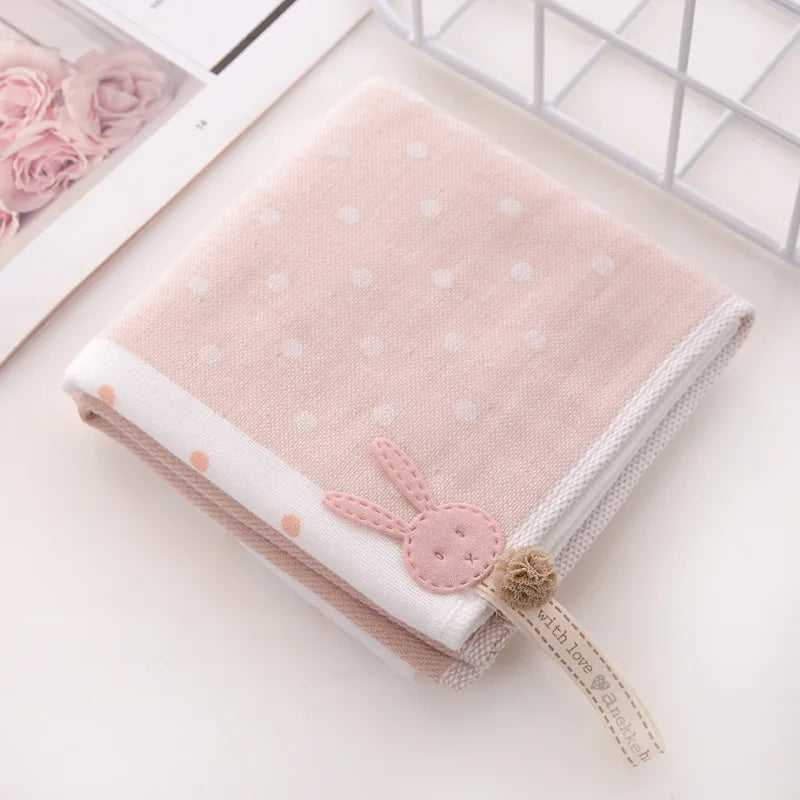 serviette coton bébé rapide absorption noël rose clair vert pastel gris clair points blancs