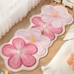 tapis fleur stylisé doux antidérapant absorbant moderne bleu jaune blanc rose grisintérieurextérieur