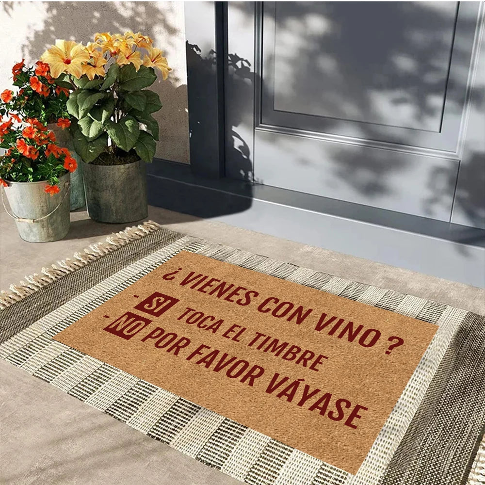tapis d'entrée marron clair imprimé texte espagnol moderne antidérapant imperméable résistant bactéries adultes porte