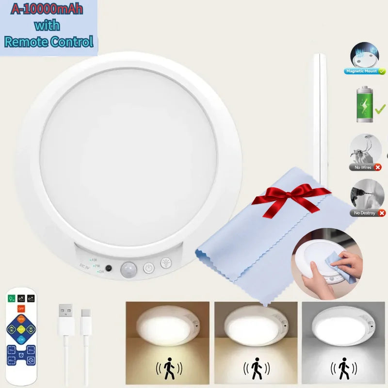 plafonnier led blanc moderne aimanté télécommande charge usb 24w flux luminescent 60249