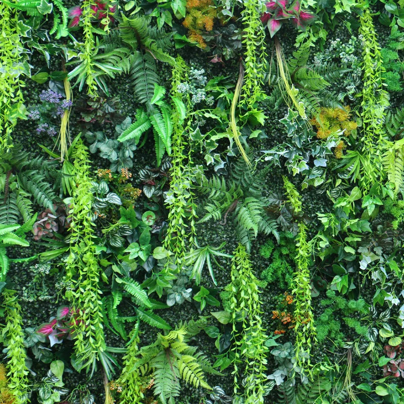 panneau végétal soie décoration extérieure mur fleuri diverses feuilles moderne clips métalliques