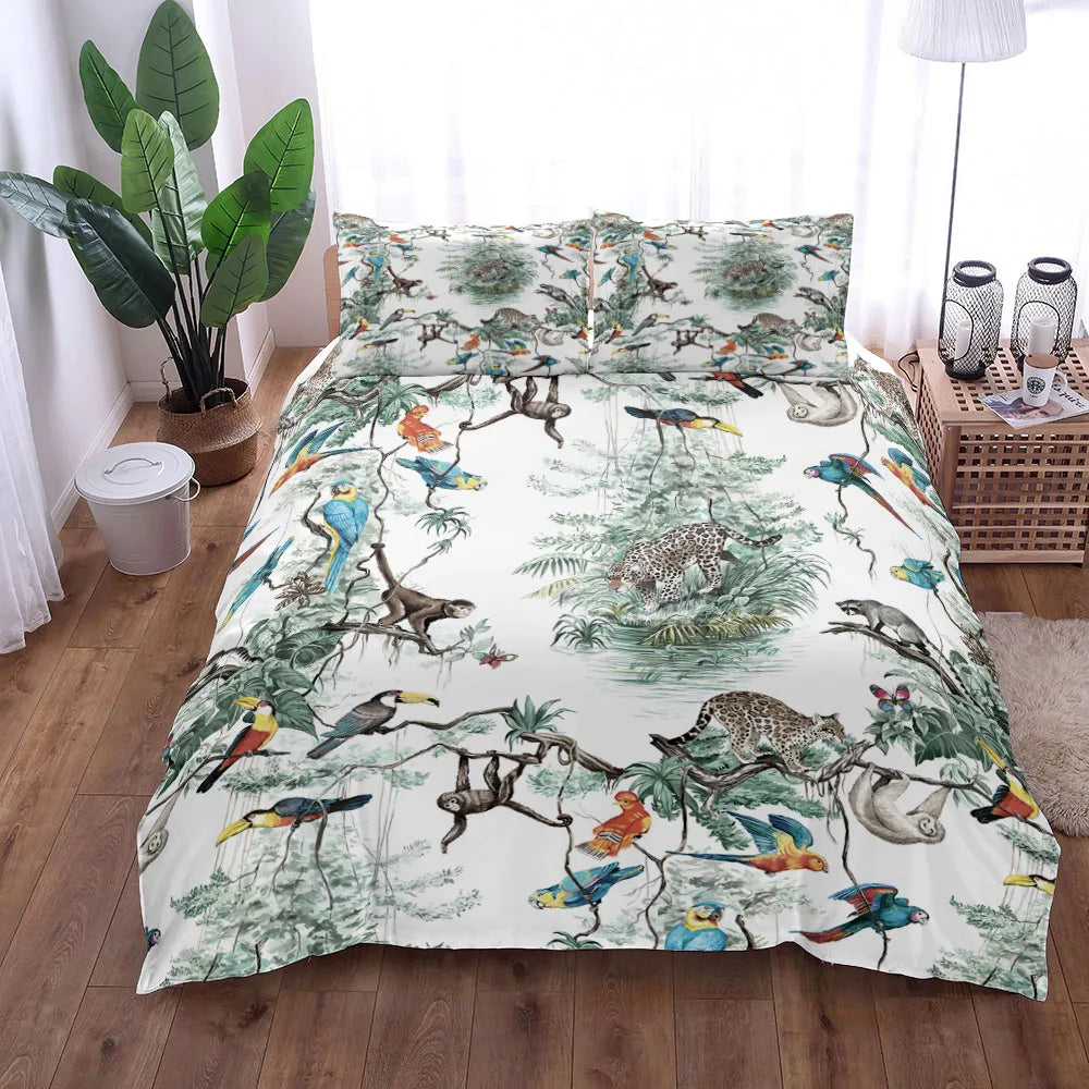 Housse de couette jungle tropicale beige