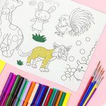papier colorier géant illustré animaux floraux enfants opaques crayons couleurs stylos bille