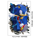 sticker mural 3d sonic bleu blanc rouge moderne adhésif ombre urbain lumière chambre enfant