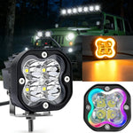 lampe led phare antibrouillard jaune blanc noir moderne robuste tout terrain ip68 12v 24v