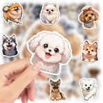 stickers chiens dessin animé multi couleur adhésifs imperméables modernes scrapbook journal portable téléphone