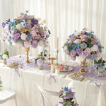 arche mariage fleurs artificielles violet blanc rose bleu classique romantique decoration exterieurintérieur événement festive
