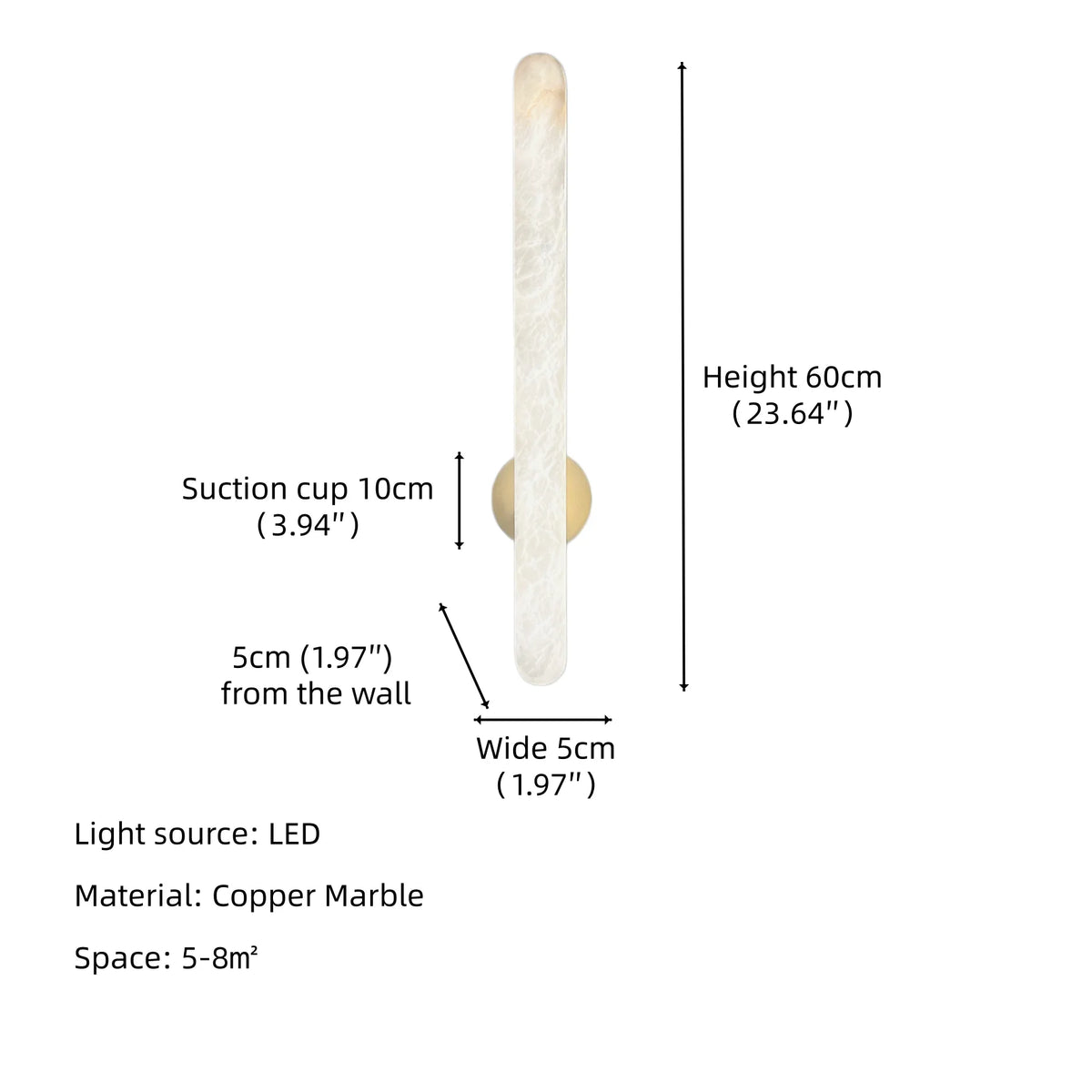 applique murale moderne marbre blanc doré salon chambre coucher led 60cm