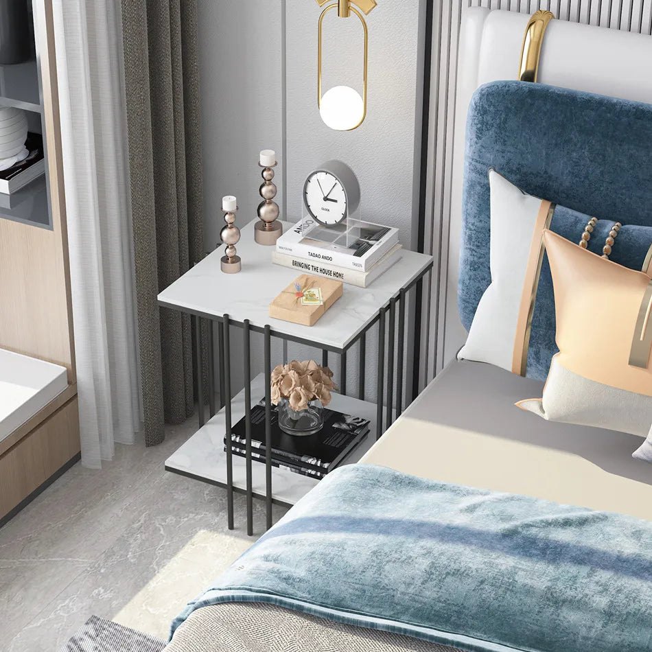 table d'appoint moderne marbre blanc doré noir salon chambre minimaliste
