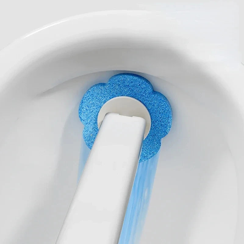 brosse toilette jetable moderne blanche bleue motifs géométriques granulée écologique