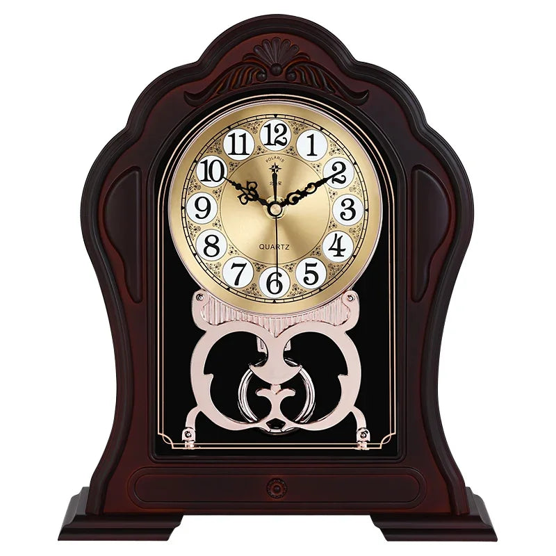 horloge décorative marron foncé rétro chiffres arabes transparente fleurs artificielles vintage européenne