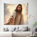 décoration murale religieuse portrait jésus christ tapisserie polyester classique chambre salon