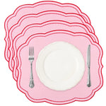 lot serviettes table coton fleurs bordure dentelée rose vert bleu