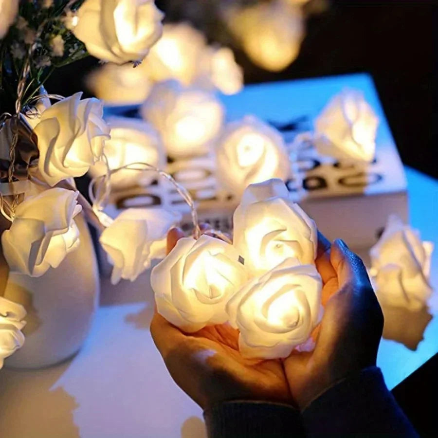 guirlande lumineuse roses artificielles romantique décoration intérieure saint valentin mariage festive