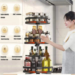 rangement tournant étagère métal noir argenté pots épices bouteilles cosmétiques moderne utilitaire