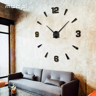 Horloge murale géante 3D en métal acrylique de couleur rouge pour décoration de salon moderne