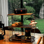 étagère pliable bois brun clair moderne trois niveaux clips fixation multifonctionnelle campingintérieur