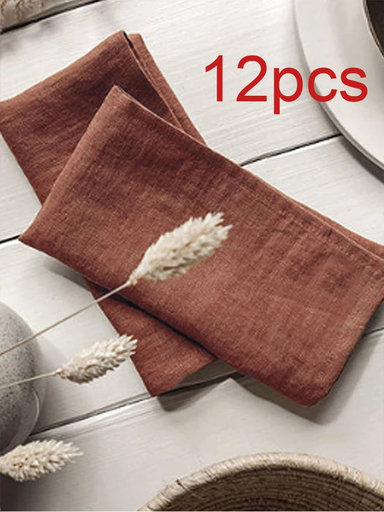 serviettes blancs minimaliste texture rugueuse ensemble 6pcs 12pcs 24pcs restaurant mariage