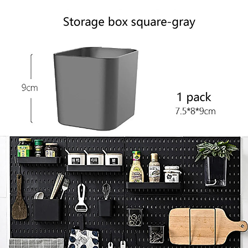 organisateur mural porte sacs rangement boîtes couverts adhésifs noir blanc moderne fonctionnel garage