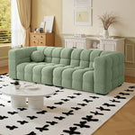 canapé moderne bois tissu géométrique coussin mousse latex beige rose vert gris orange