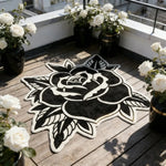 tapis noir blanc roses polka dots moderne salon chambre décoratif polyester polar fleece