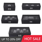 boîte rangement montres velours noir cadenas moderne 12 places storage watch box black velvet
