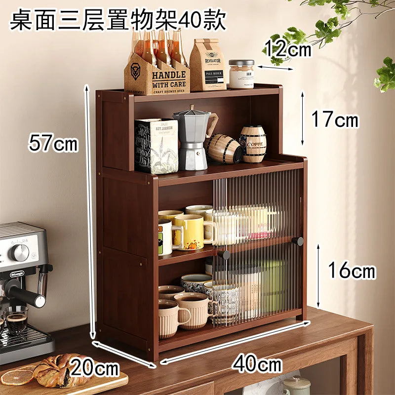 meuble rangement bois marron verres bouteilles thé tasses sucre confiture moderne 50cm 20cm 39cm