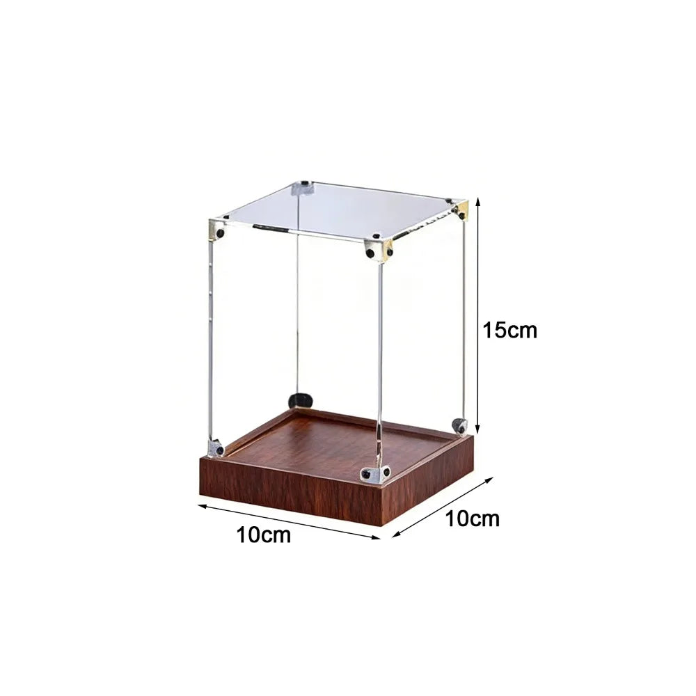 présentoir transparent moderne plateau bois clips métalliques rangement acrylique respectueux environnement empilable articles divers