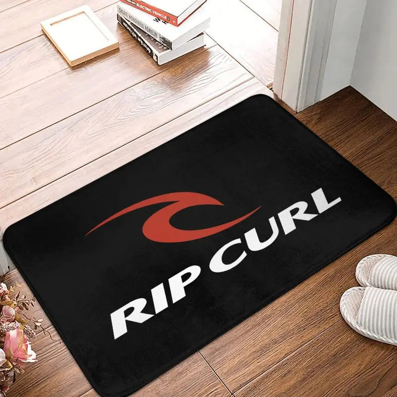 tapis sol personnalisé antidérapant imperméable rip curl motif surf noir jaune décoration maison