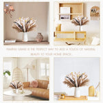 bouquets pampas marron clair beige blanc feuilles vertes plumes blanches décoration intérieure mariage boho