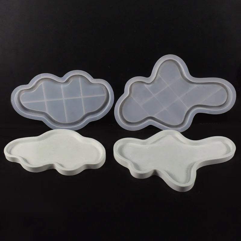 plateau silicone forme nuage décoration intérieure vase fleur séchée bougie blanche moderne organique irrégulier