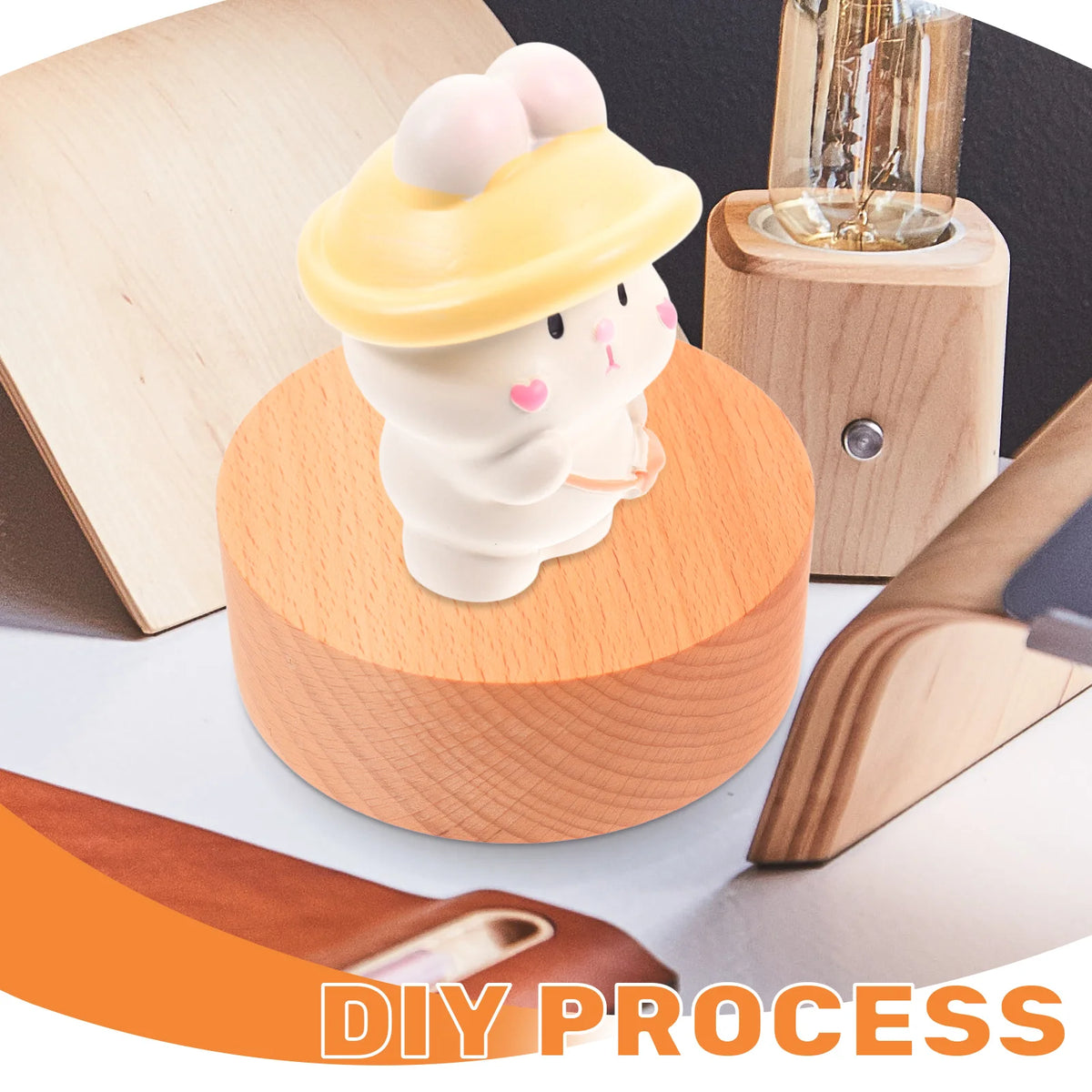 Base Boîte Musique Rotative Bois Accessoire Décoration Main Cadeau Remplacement DIY Artisanal Écologique