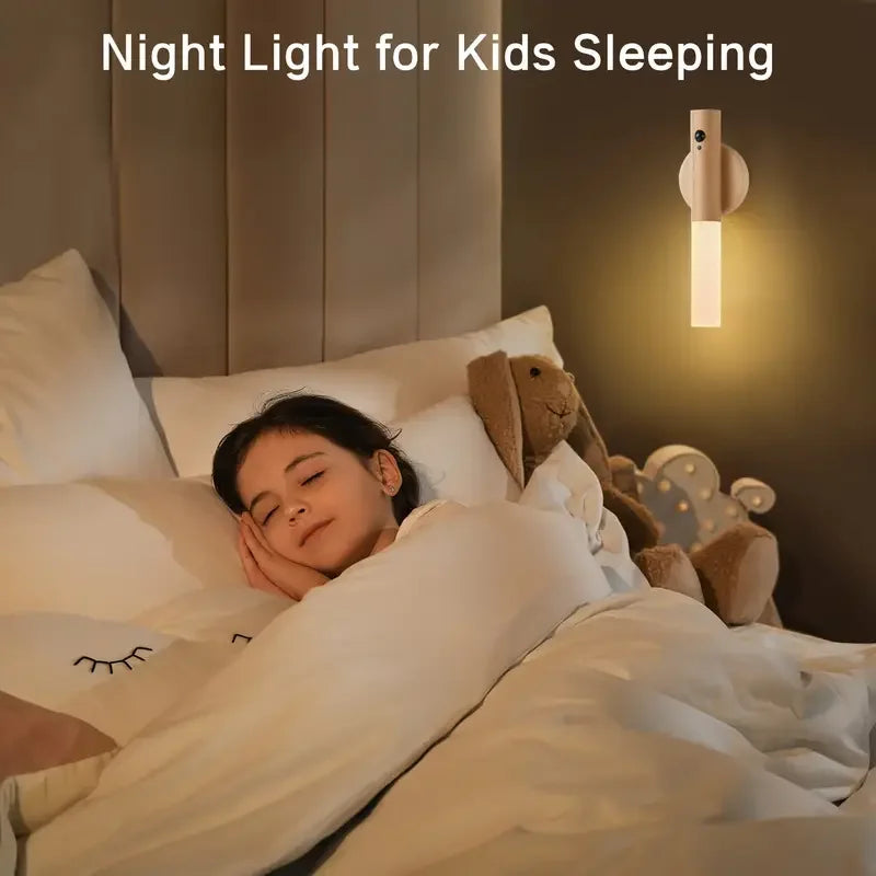 lampe chevet rechargeable aimantée texture bois moderne blanc translucide minimaliste double face adhésive coque