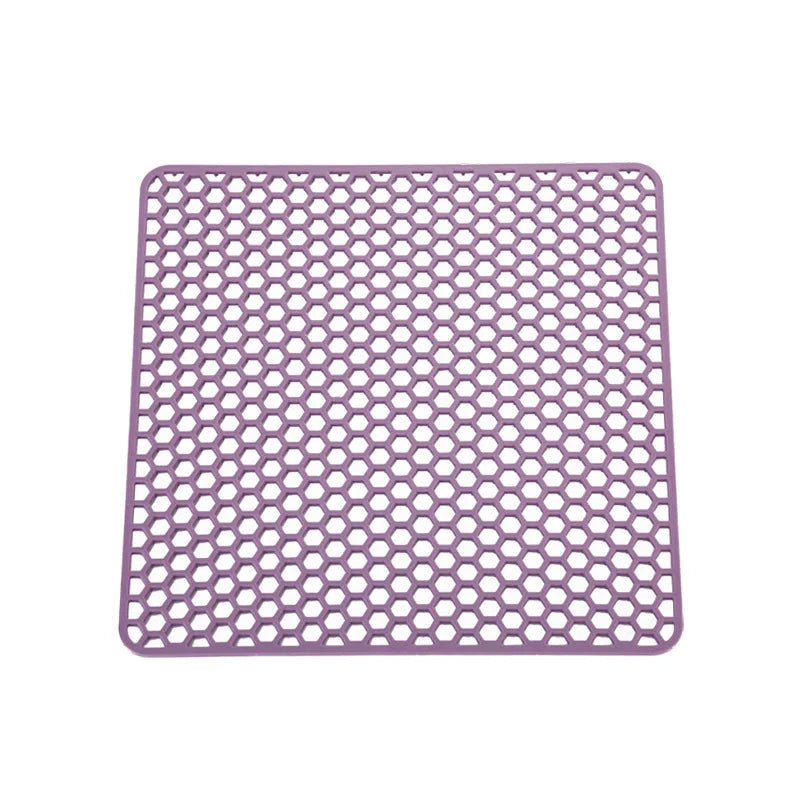 tapis protection anti chaleur silicone moderne noir jaune violet grille hexagonale