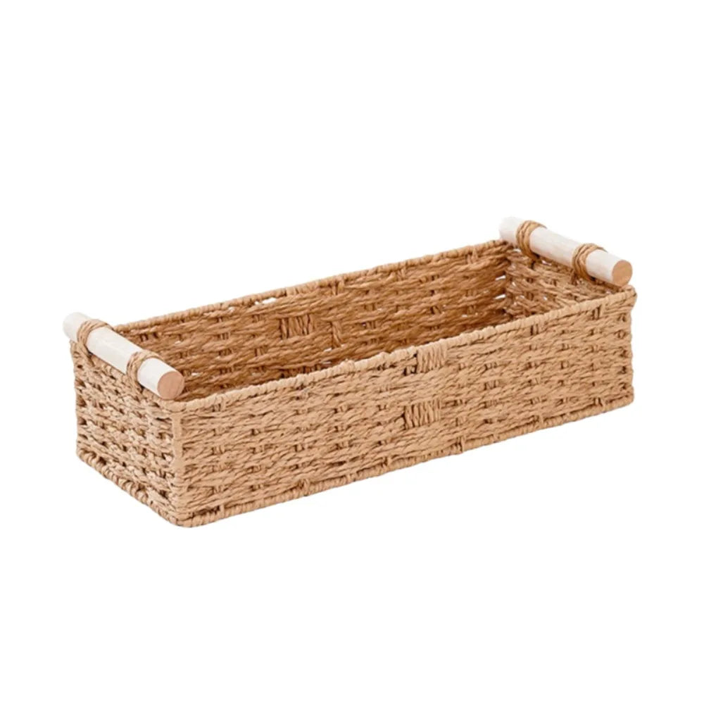 panier tressé rustique réutilisable fleurs artificielles vases diffuseurs parfum papier toilette serviettes bouteilles télécommandes
