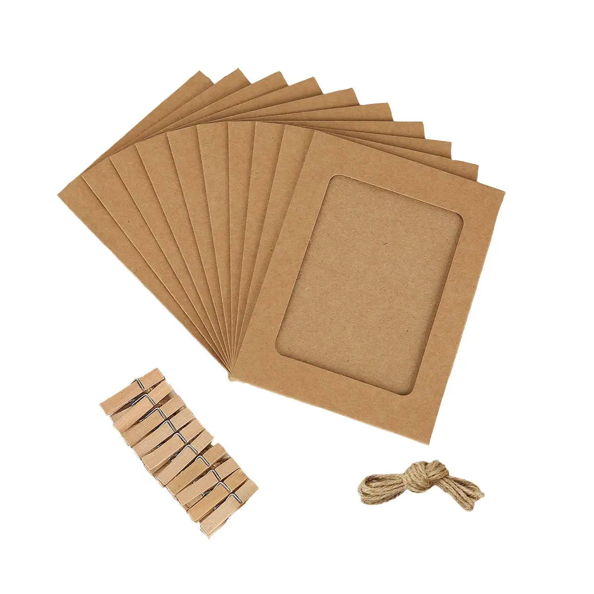 cadres photo papier kraft 10 pièces clips bois décoration murale classique rustique farmhouse chambre