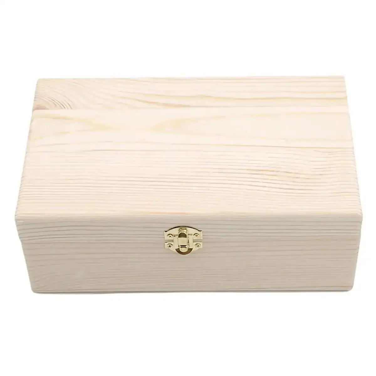 boîte rangement bois naturelle classique poignée dorée grain bois respectueux environnement 25x15x9cm
