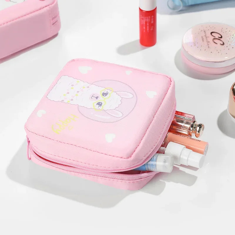 porte monnaie réutilisable oxford moderne rose bleu clair blanc dessins animaux fermeture glissière trousse