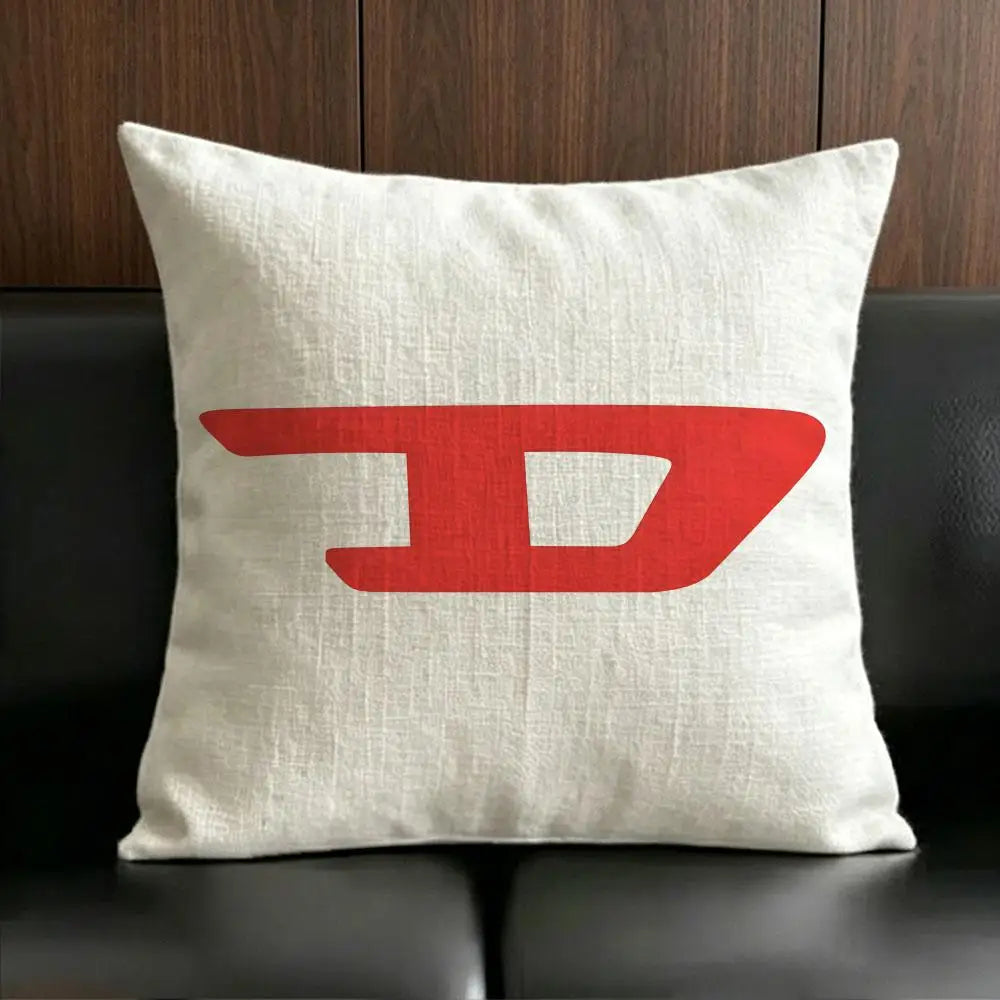 housse coussin blanche peluche courte logo noir canapé salon décoration intérieure moderne coton