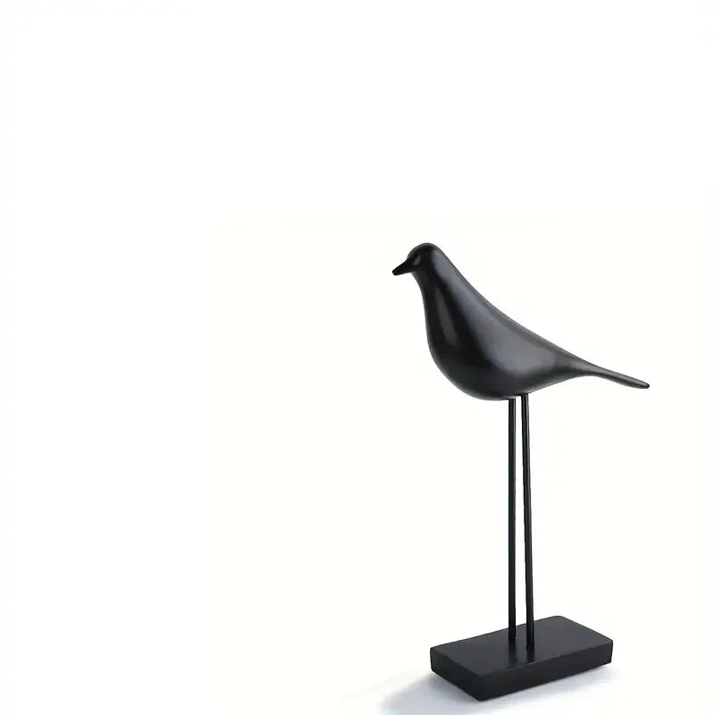 statue oiseau résine noir blanc minimaliste décoration intérieure animal compagnie moderne sculpture