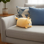 coussin voyage forme chat jaune clair mignon doux mousse polyester coton