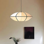 suspension moderne tissu blanc motif géométrique opaque chambre salon lumière led pendentif