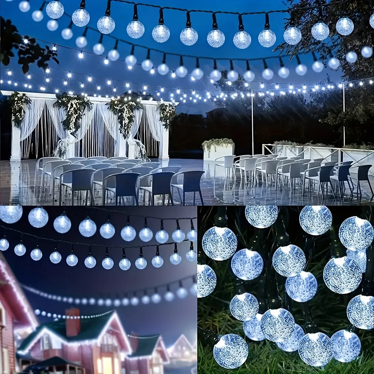 guirlande lumineuse solaire 20 30 50 100 led blanc multicolore translucides clips modernes
