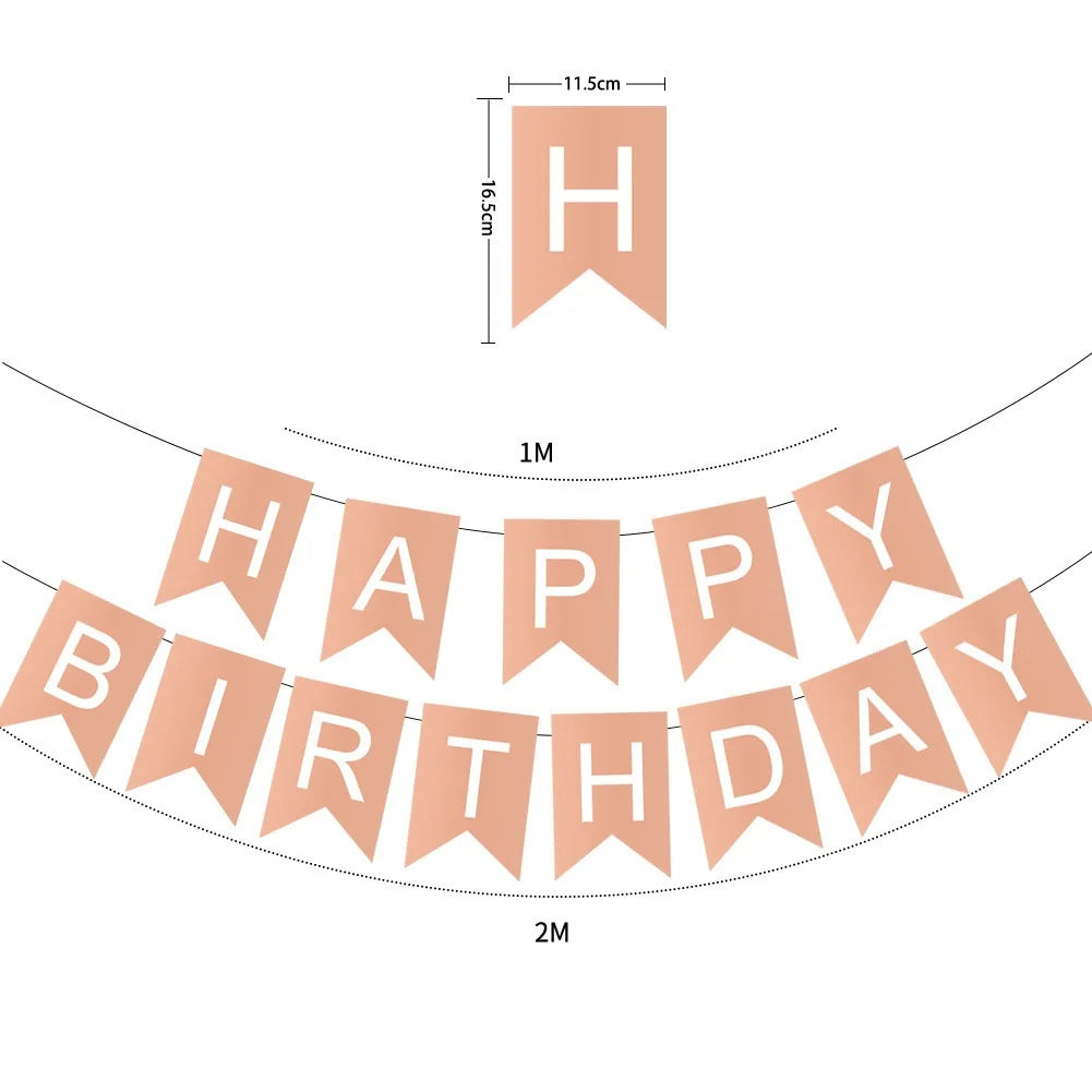 guirlande fanions happy birthday bleu rose vert noir blanc festif décoration anniversaire festive opaques