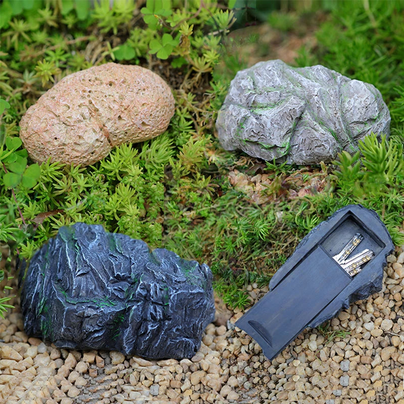 boîte clés secrète résine pierre motifs floraux créative miniature jardin ornement