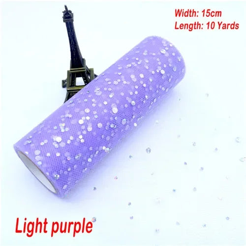 tulle paillettes bleu rose vert violet noir blanc 15cm 10yards polyester décoratif mariage anniversaire