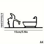 décoration murale minimaliste autocollant silhouette wc douche noir